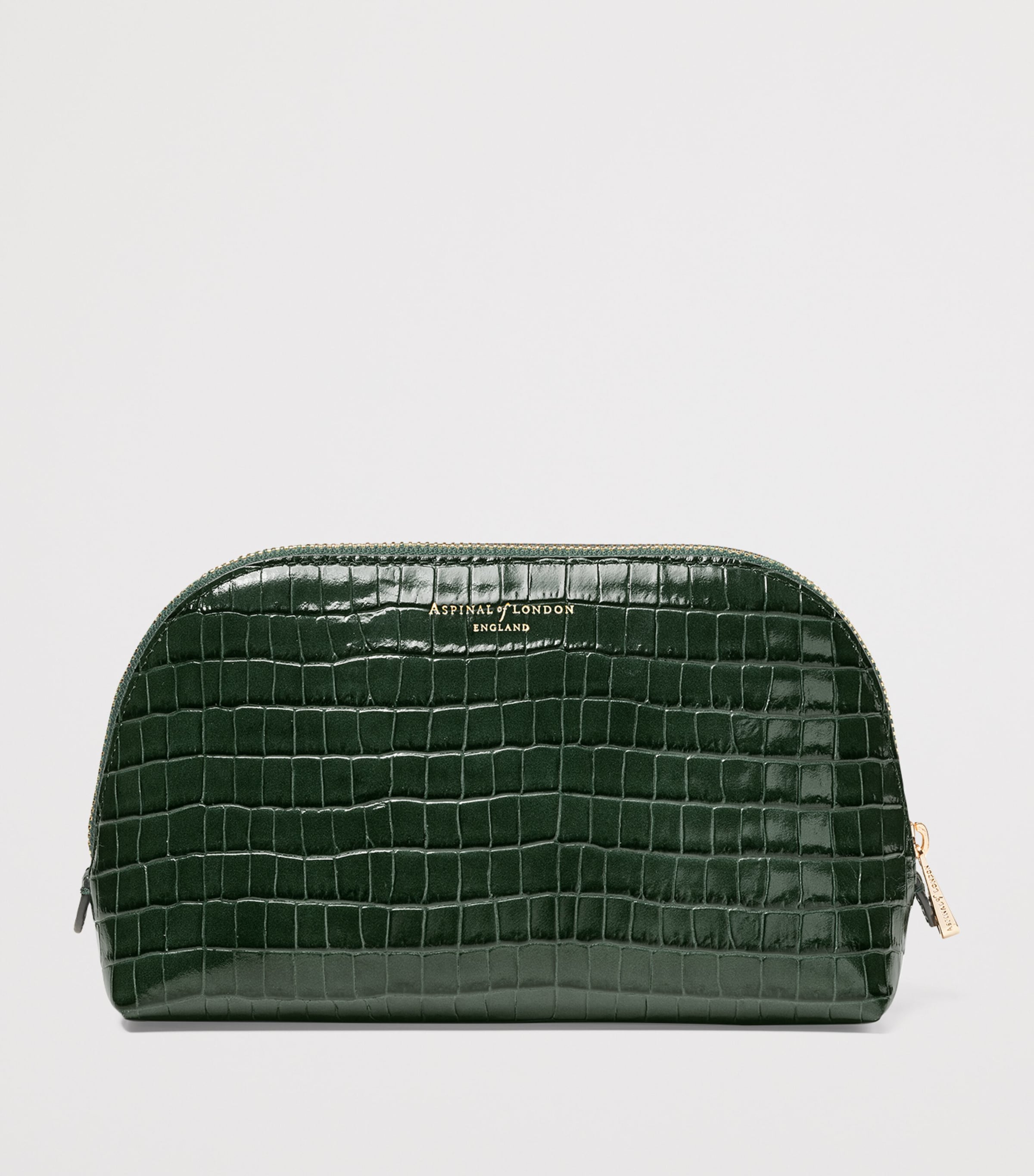 Aspinal of London small leather croc-embossed cosmetic case - British product