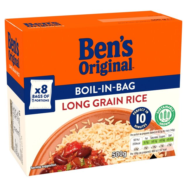 Ben's Original Boil In Bag Long Grain Rice   8 x 62.5g GOODS M&S   