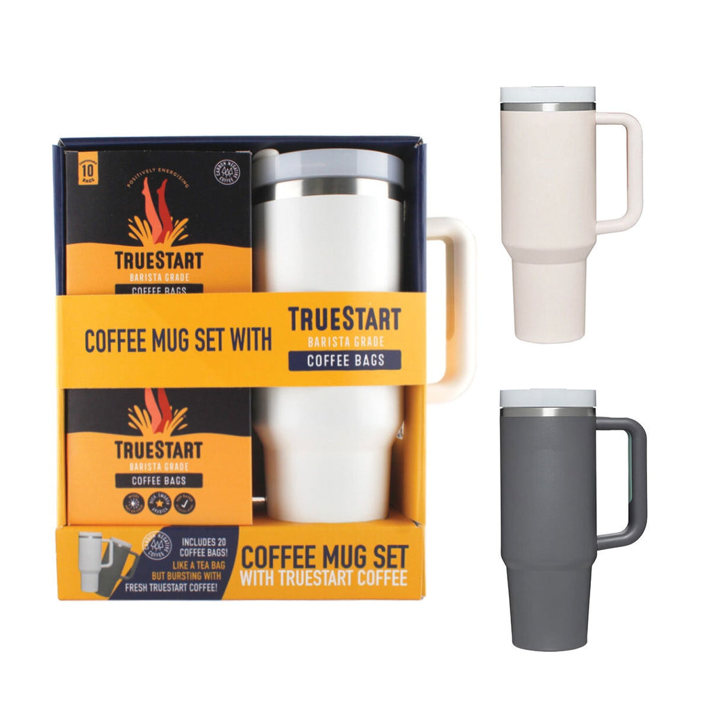 TrueStart Coffee Travel Mug Set with Coffee Bags in 2 Colours