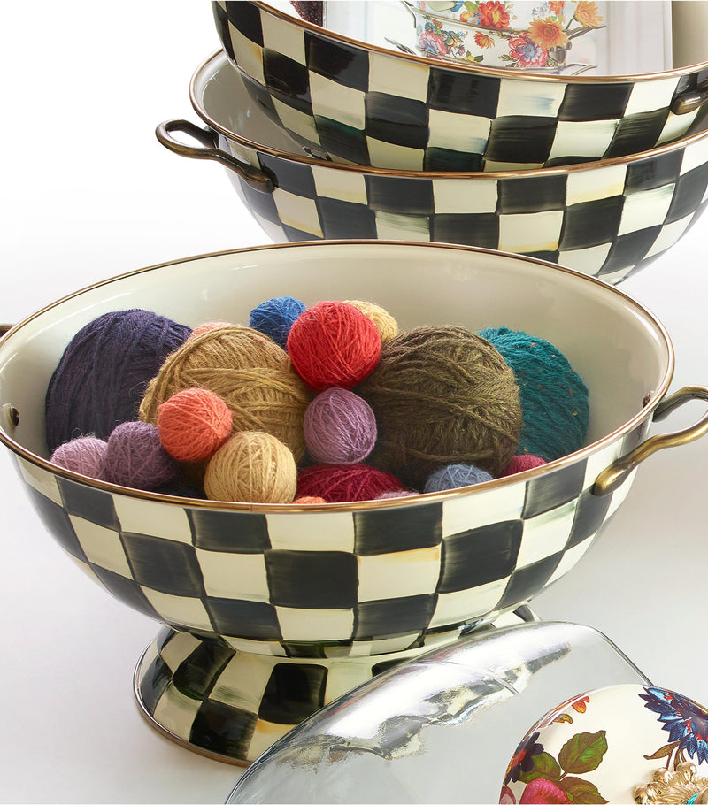 MacKenzie-Childs Courtly Check enamel bowl 42cm, imported from the UK