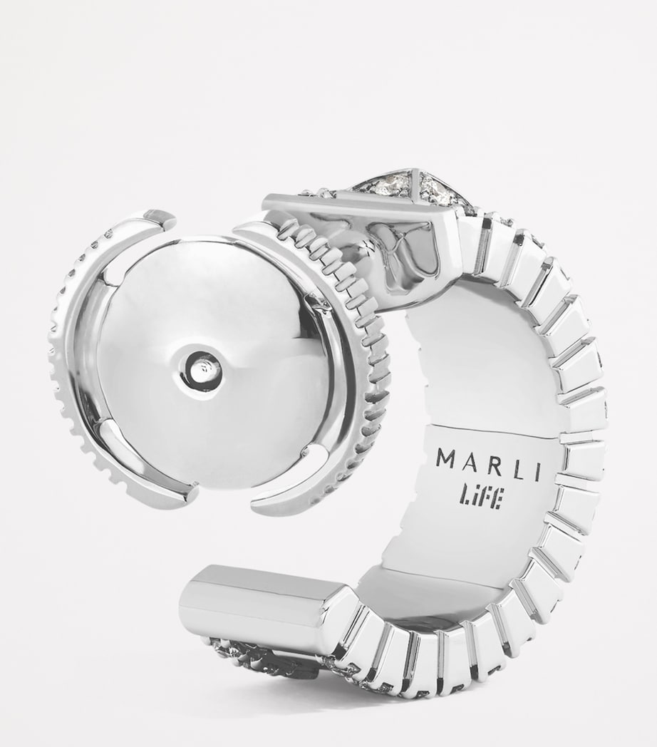 MARLI New York mini white gold diamond hoop earrings (British brand)