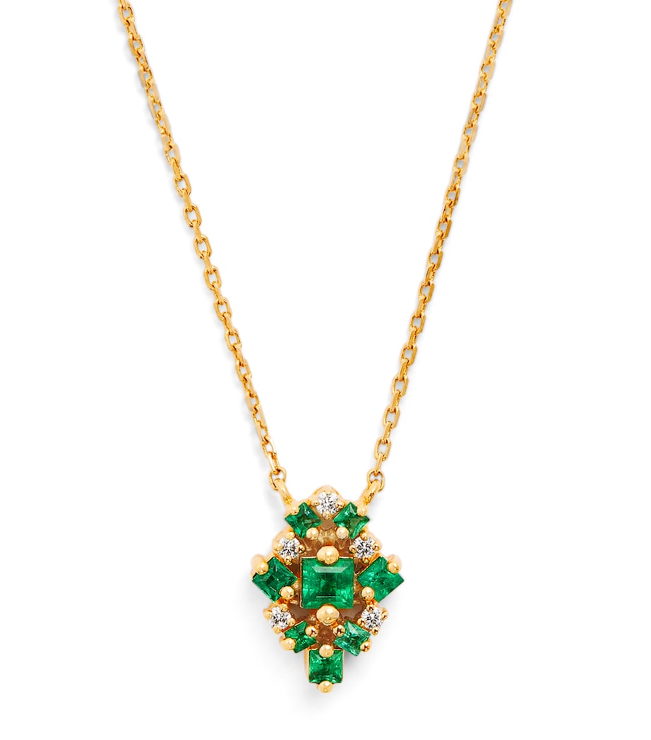 Suzanne Kalan diamond and emerald necklace in yellow gold, UK version