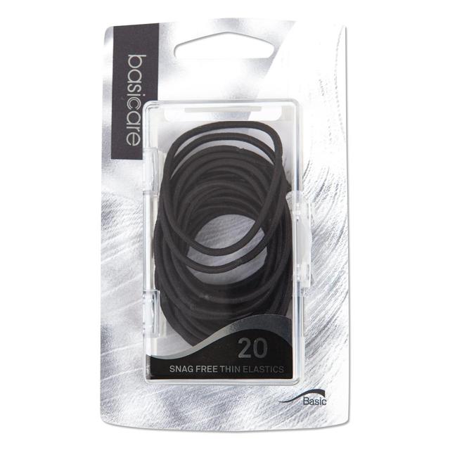 Thin Snag Free Hair Bands Black   20 per pack