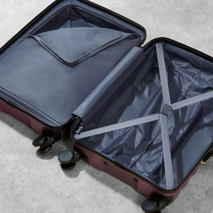 Rock 3 piece hardside luggage set in purple, imported from the UK