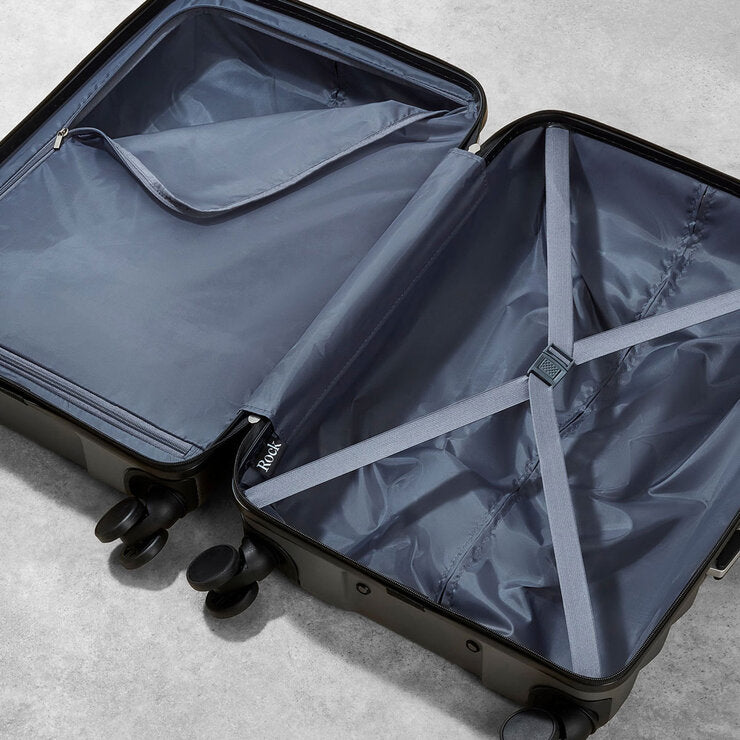 Rock 3 piece hardside luggage set in charcoal, imported from the UK