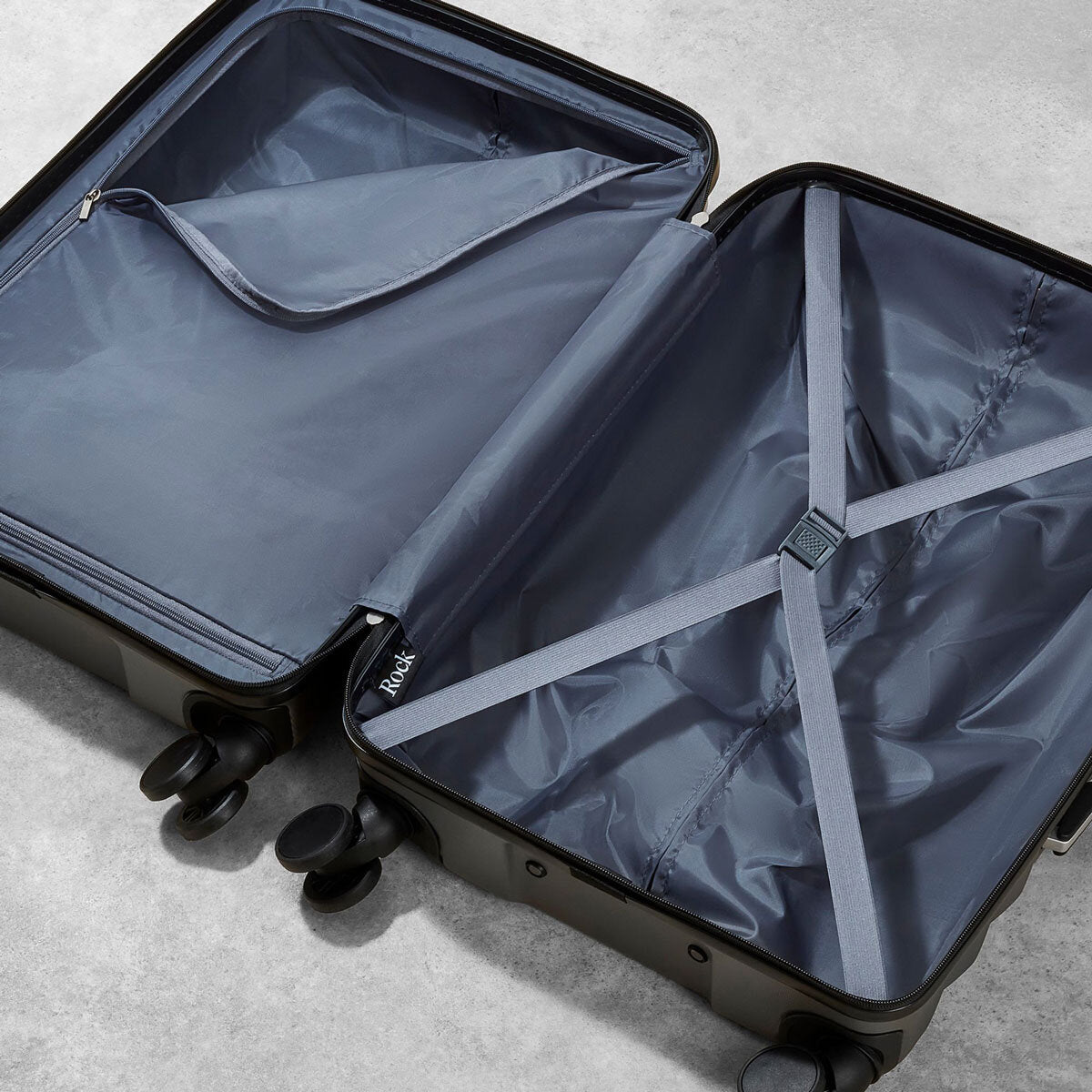 Rock 3 piece hardside luggage set in charcoal, imported from the UK