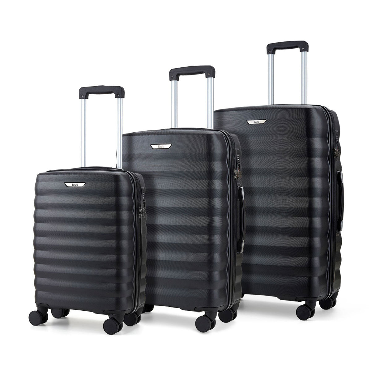 Rock Berlin 3 piece hardside luggage set black - British product