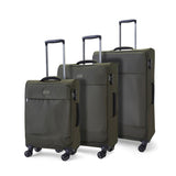 Rock 3 piece softside luggage set olive green (British brand)