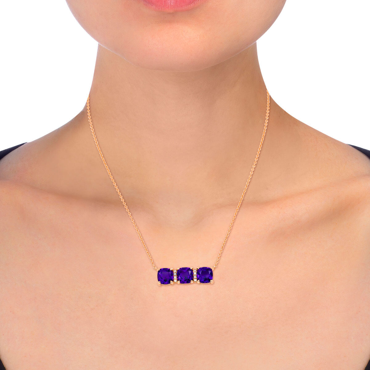 Costco Amethyst-Diamant-Anhänger 14 Karat Roségold, UK-Version