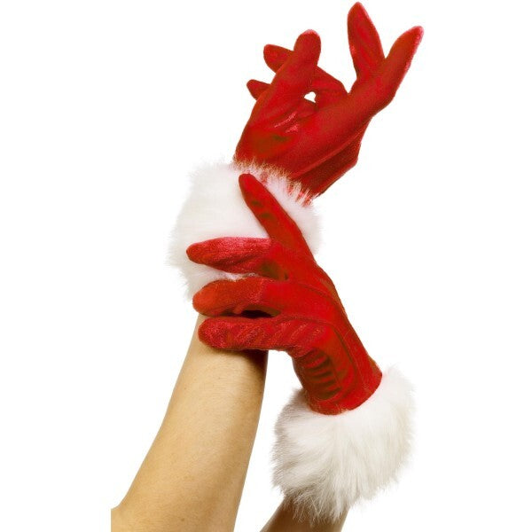 Smiffys Santa gloves red with white trim (British brand)