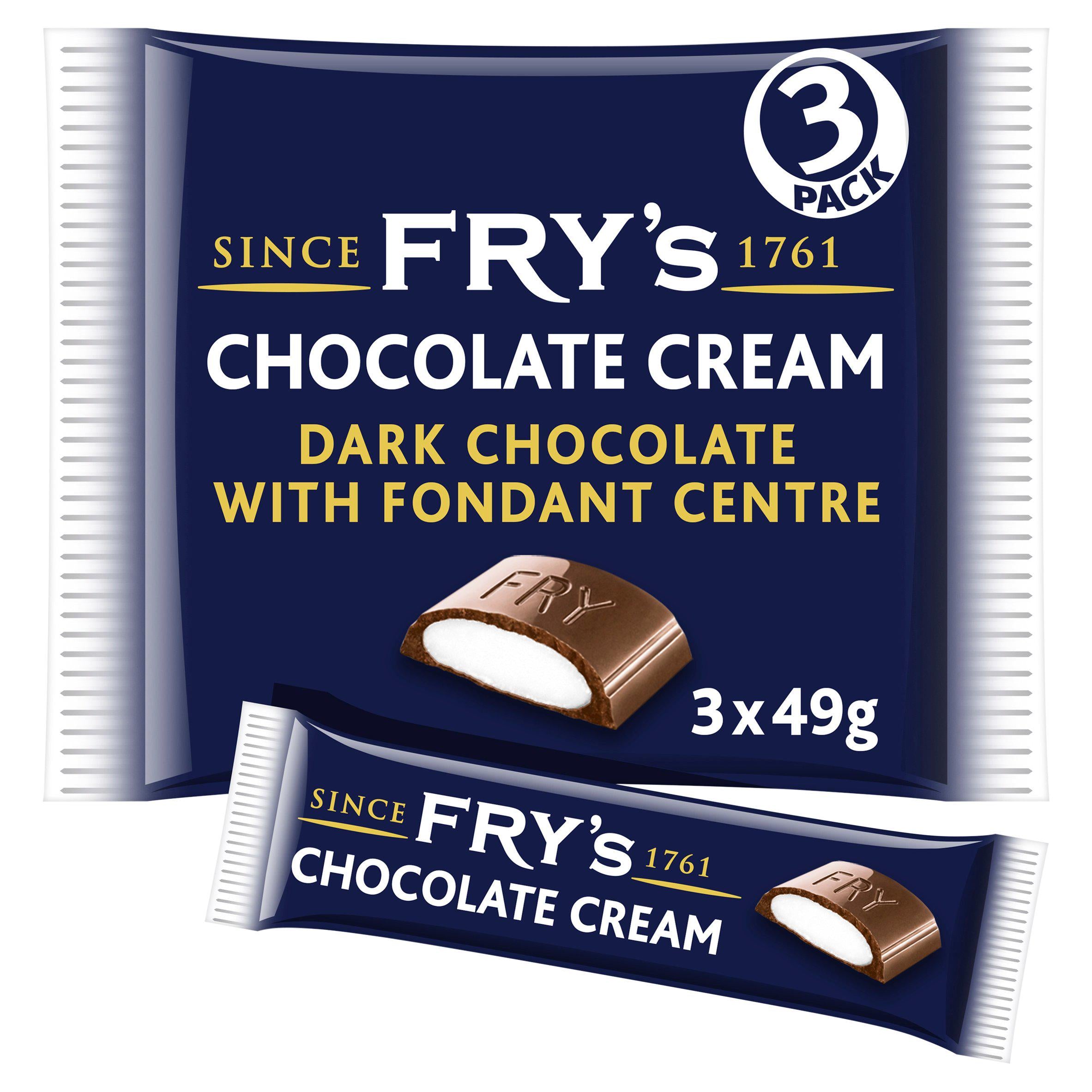 Fry's Chocolate Cream Chocolate Bar Multipack x3 147g GOODS Sainsburys   