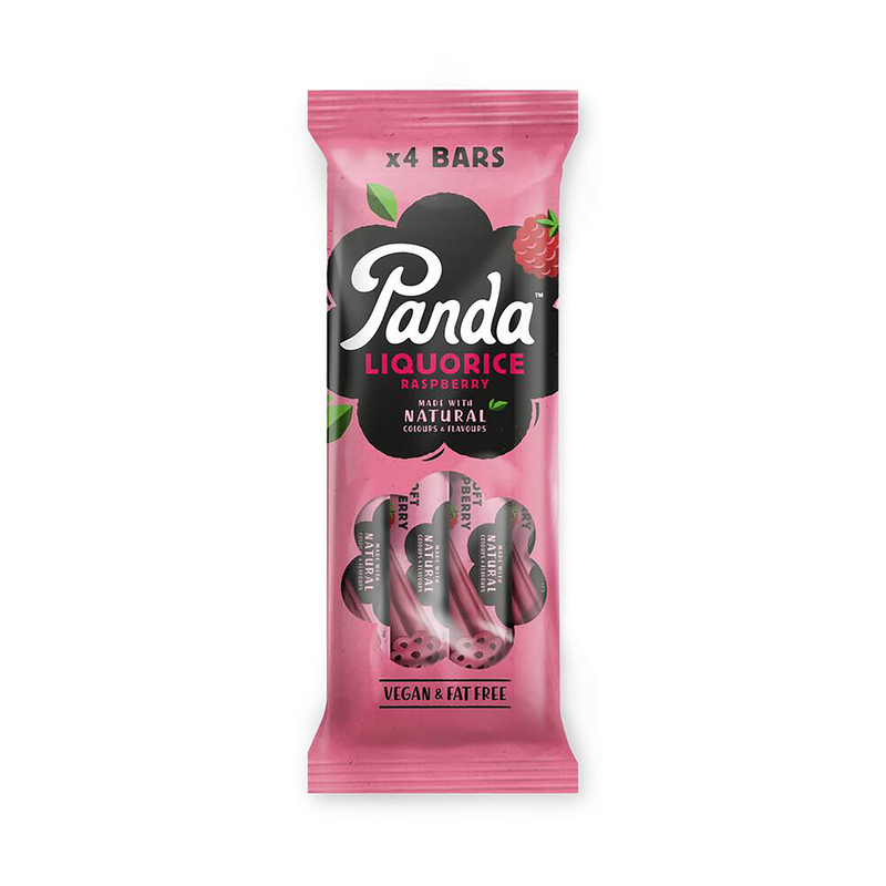 Panda raspberry liquorice bar 4x32g pack - British product