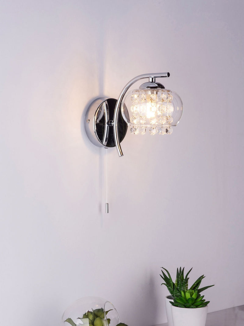 Dar Lighting Elma wall light in silver polished chrome, UK version