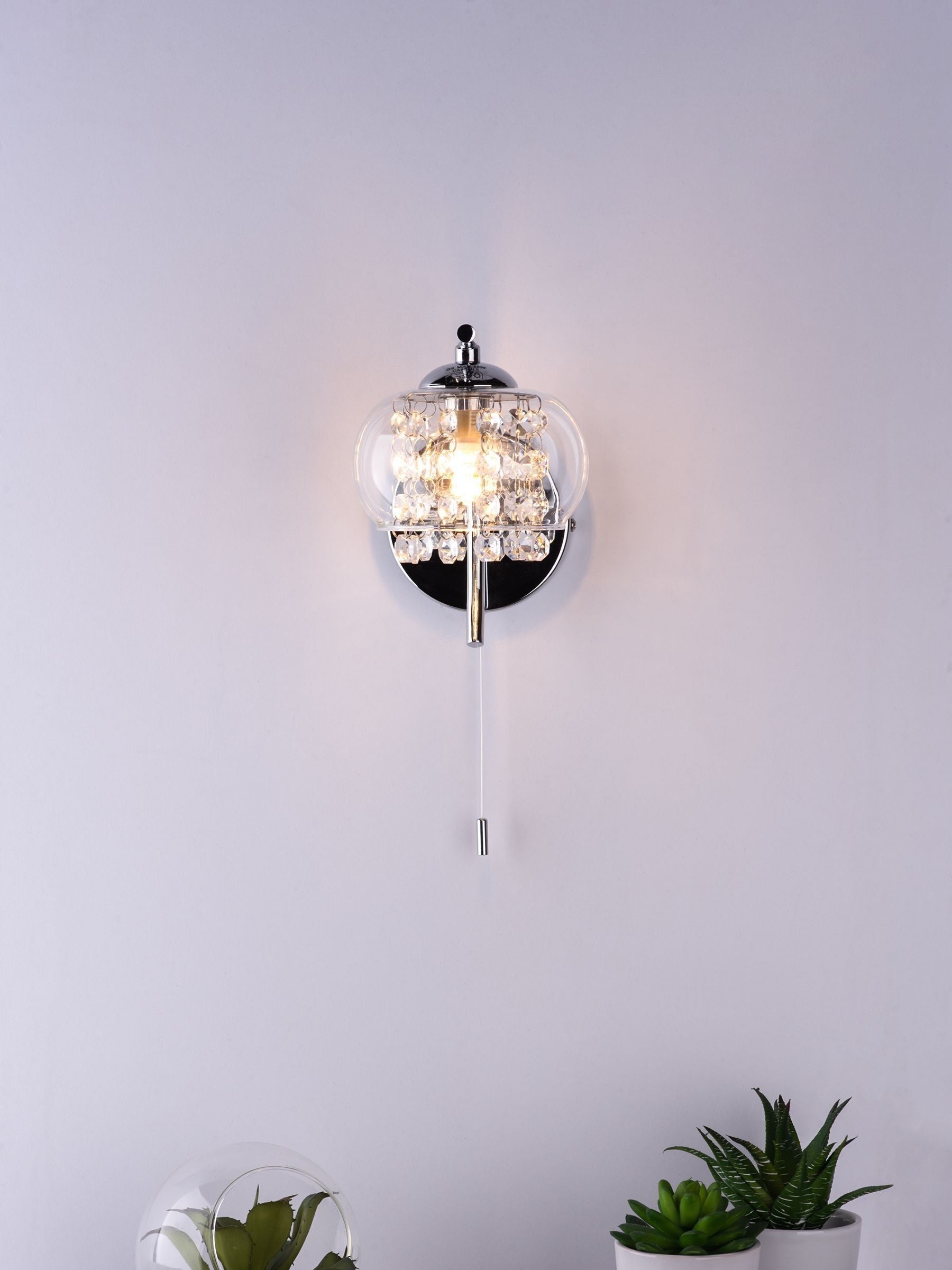 Dar Lighting Elma wall light in silver polished chrome, UK version
