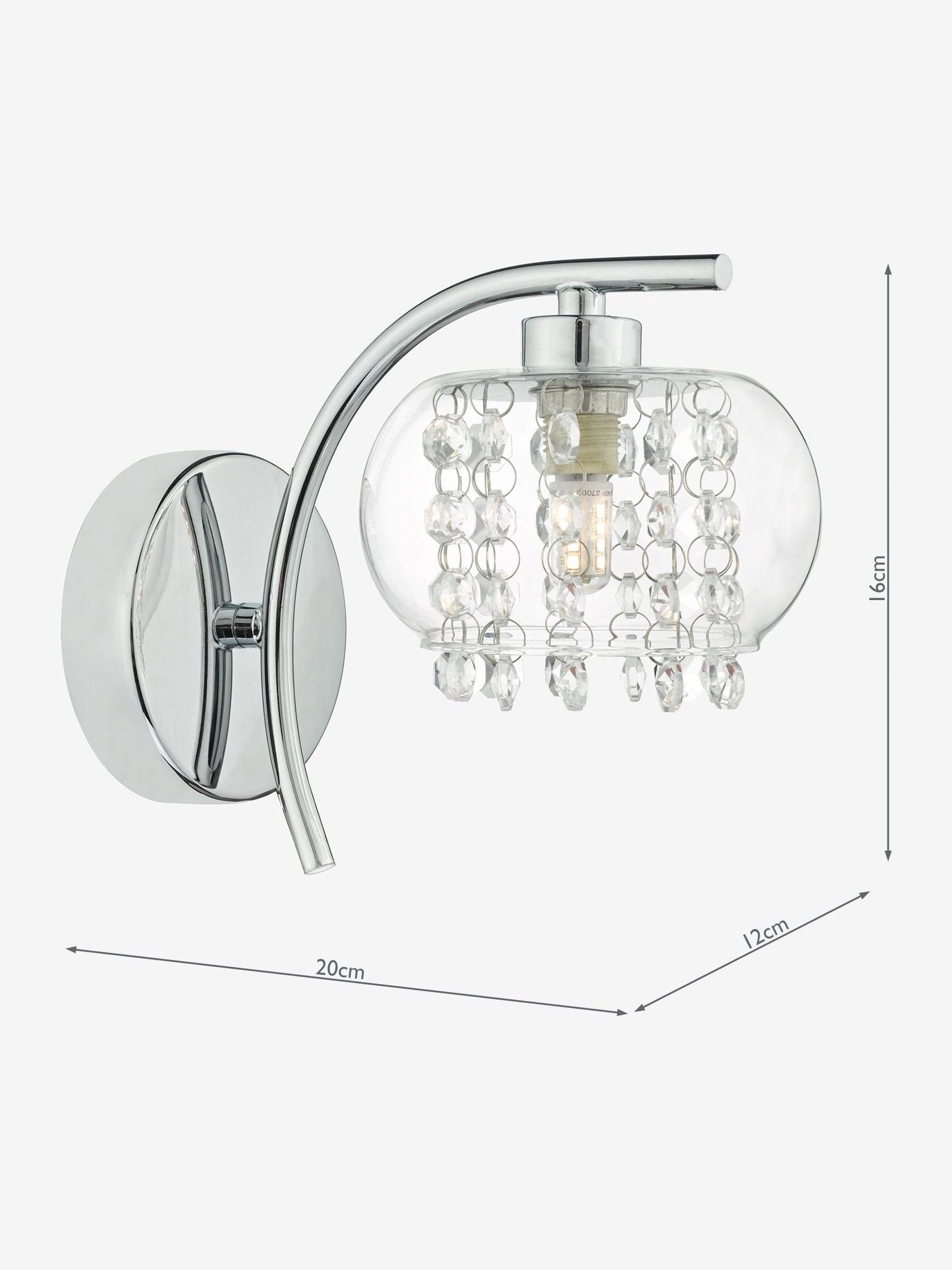 Dar Lighting Elma wall light in silver polished chrome, UK version