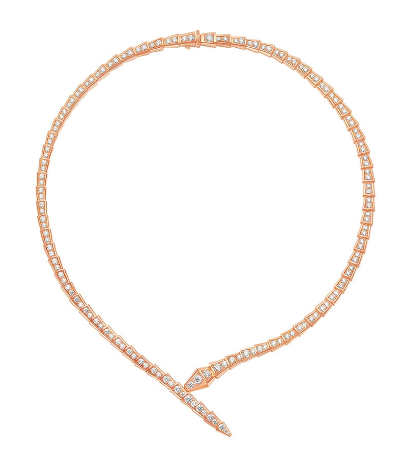 Bvlgari Serpenti Viper rose gold diamond necklace 34cm (British brand)