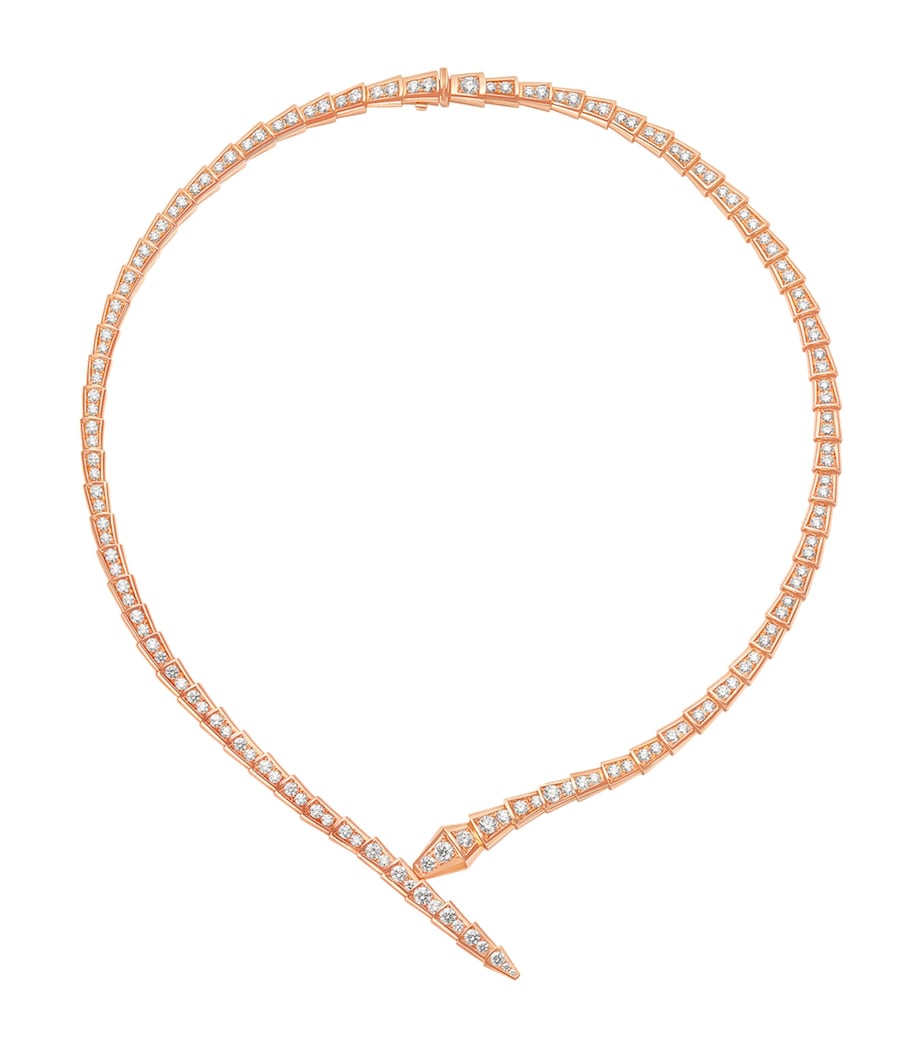 Bvlgari Serpenti Viper rose gold diamond necklace 34cm (British brand)