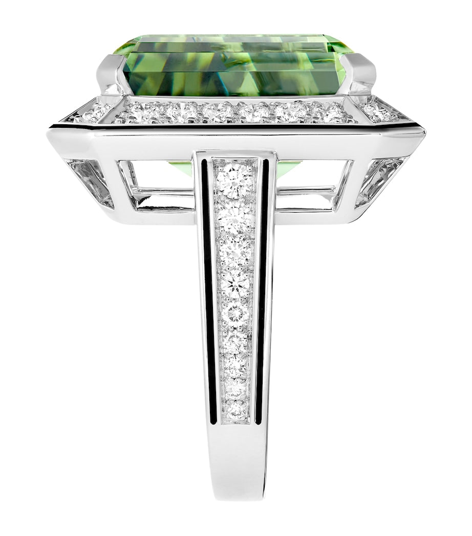 Boucheron Vendôme Liseré ring white gold diamonds tourmaline, imported from the UK