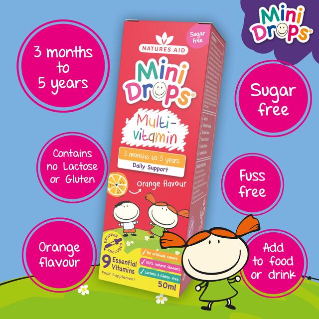 Natures Aid Mini Drops Multivitamin for Infants & Children   50ml