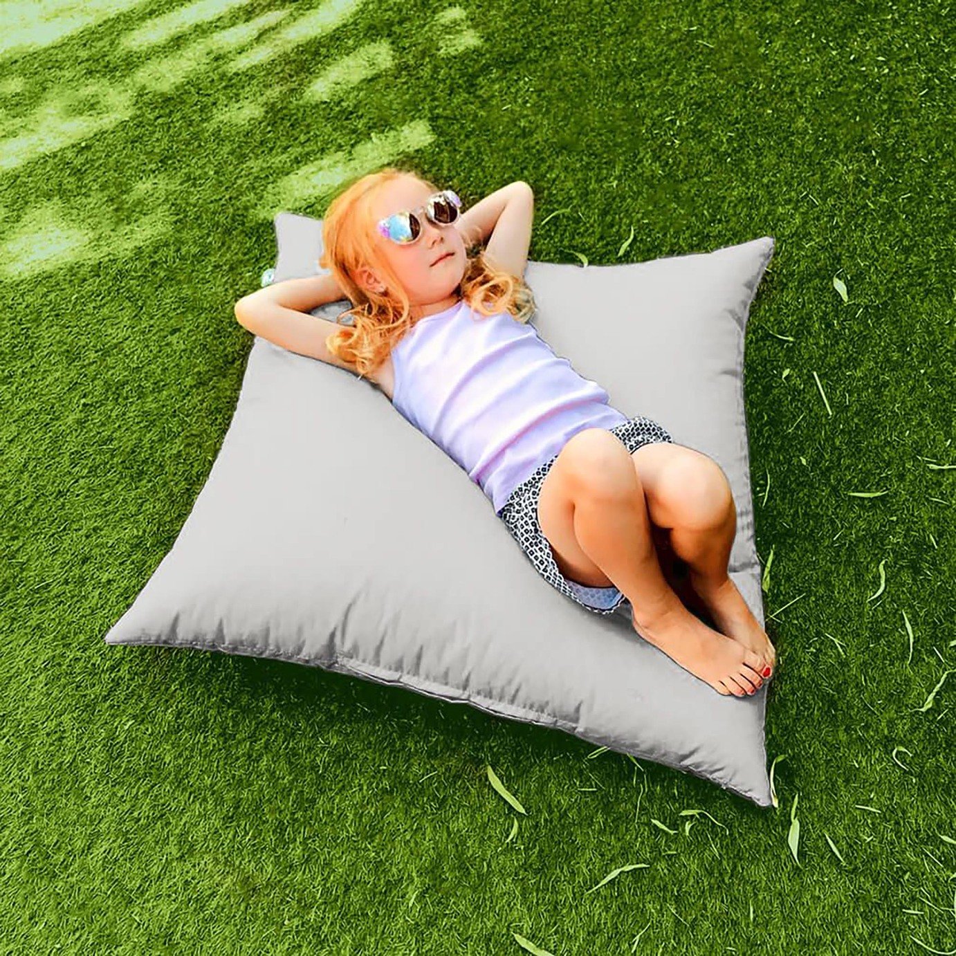 rucomfy large floor cushion light grey 70x70x15cm, imported from the UK
