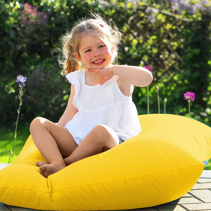 rucomfy yellow large floor cushion 70x70x15cm, imported from the UK