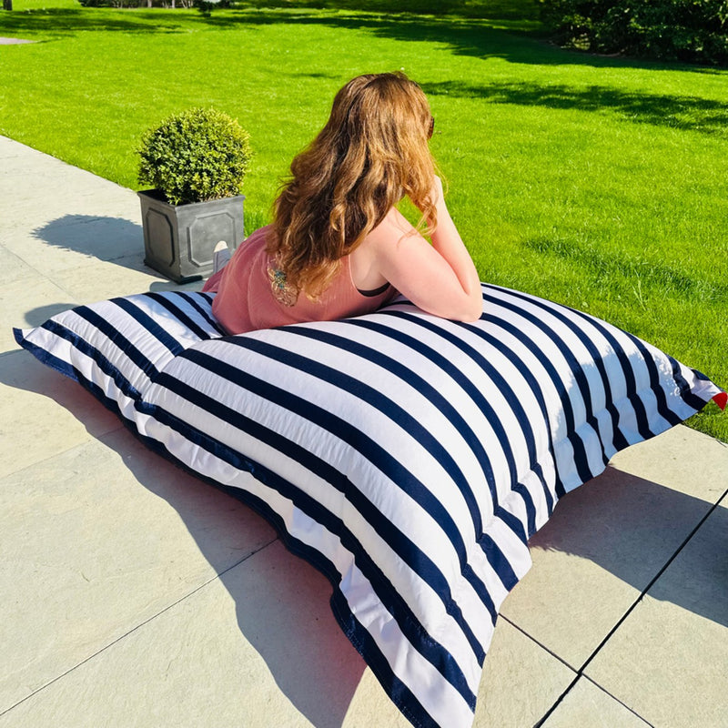 rucomfy Bean Bag Blue & White 30x170x130cm, imported from the UK