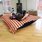 rucomfy red and white stripe bean bag 5kg, imported from the UK