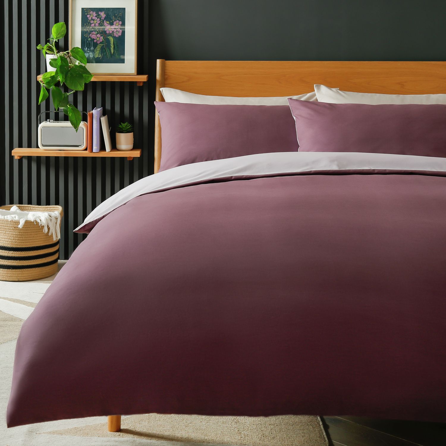 Habitat polycotton purple reversible bedding set double, UK version