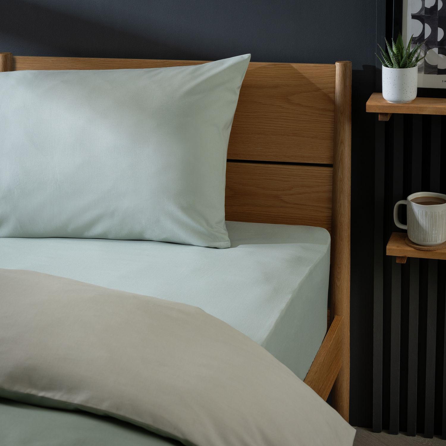 Habitat Polycotton Sage Fitted Sheet - Double