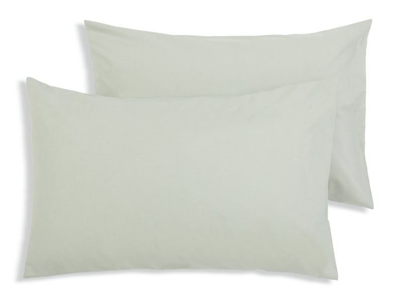 Habitat sage green polycotton pillowcases L50 x W75cm, UK version