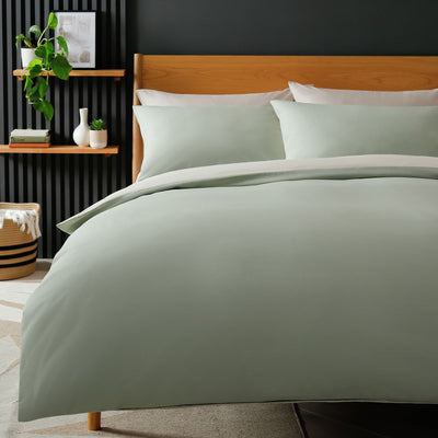 Argos Habitat Polycotton Green Reversible Duvet Cover Set - Double- Buy online at McGrocer