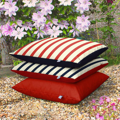 rucomfy Gestreifter Roter Indoor Outdoor Sitzsack Kissen, 70x70x10cm