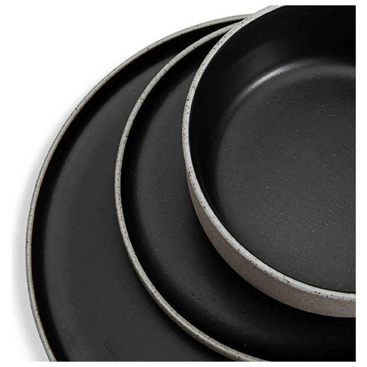 Habitat Raw Edge Speckle dinner set 12 piece black, UK version
