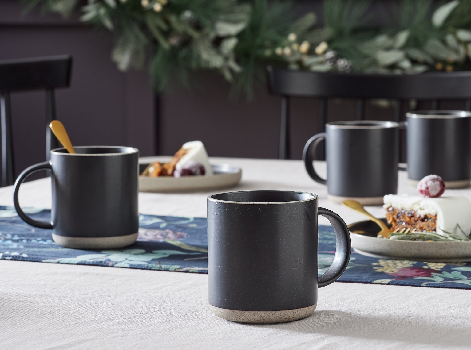 Habitat black stoneware mugs set of 4 410ml, UK version