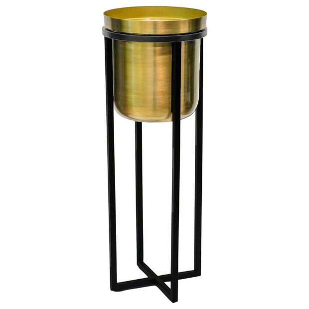 Ivyline Calla gold planter stand with 58cm height and 22cm diameter, UK version