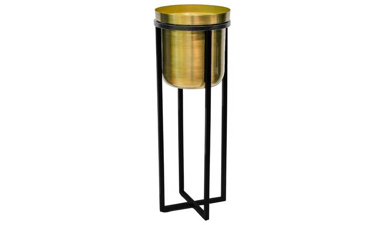Ivyline Calla gold planter stand with 58cm height and 22cm diameter, UK version