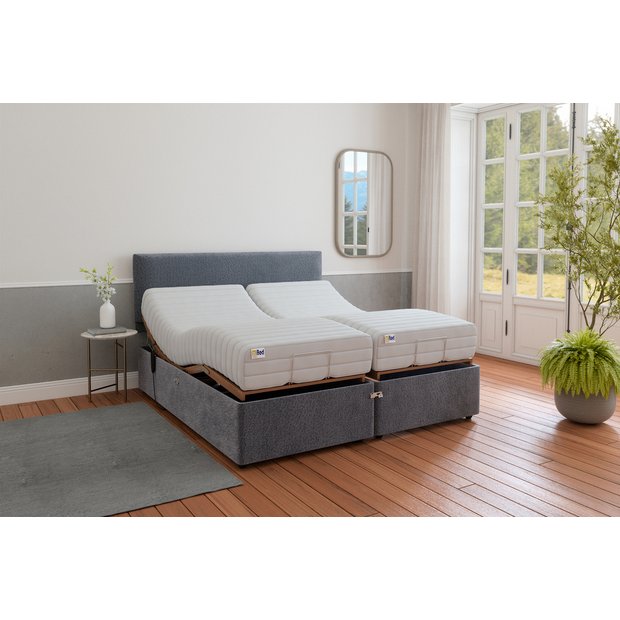 Mibed Adjustable Bed Frame and Mattress Grey Superking, imported from the UK