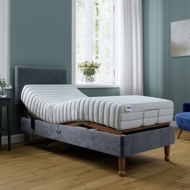 Mibed Memory Single Adjustable Bed with Mattress Grey, imported from the UK