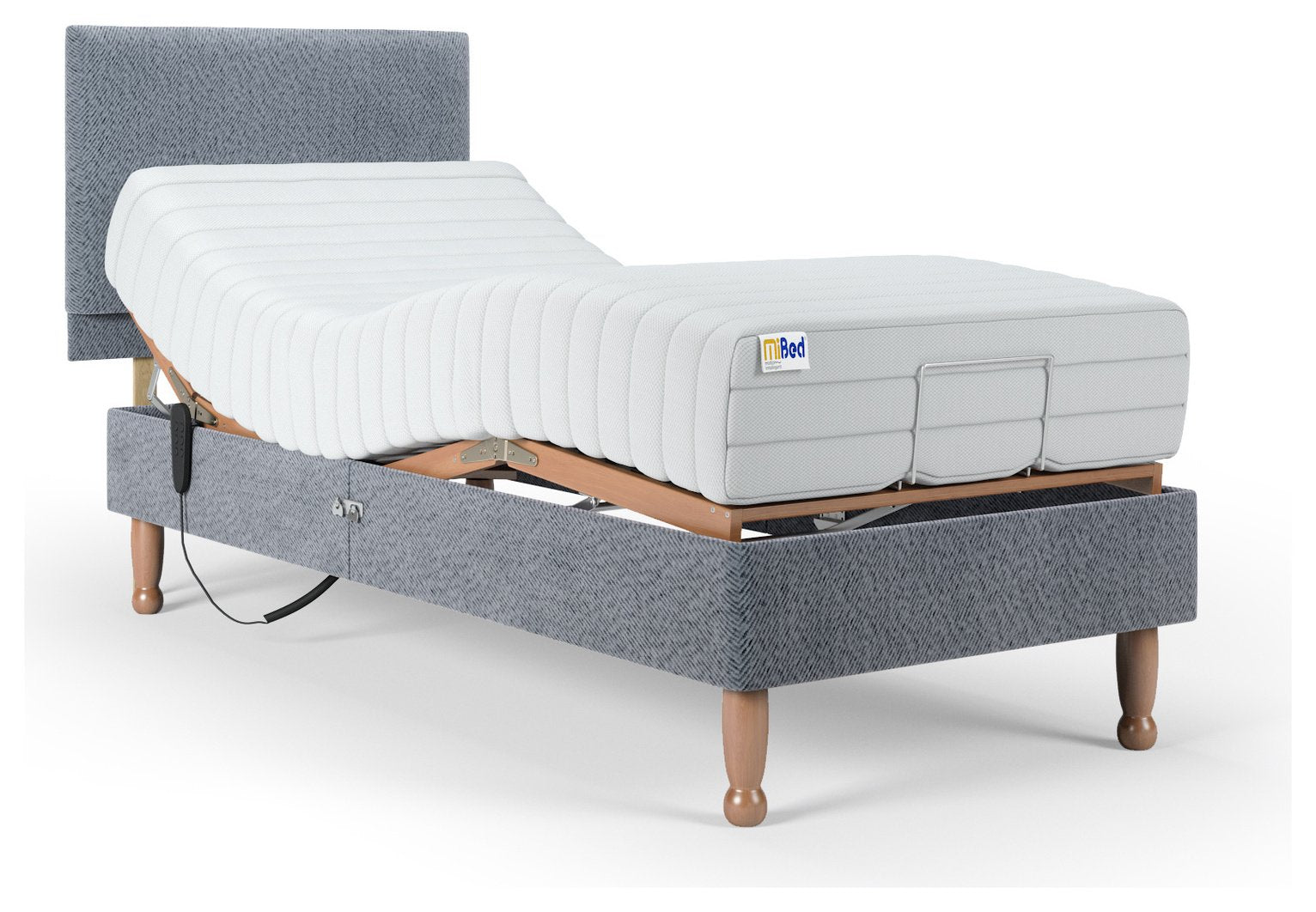 Mibed Memory Single Adjustable Bed with Mattress Grey, imported from the UK