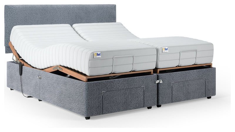 Mibed Memory Superking Adjustable Bed with Mattress in Grey, imported from the UK
