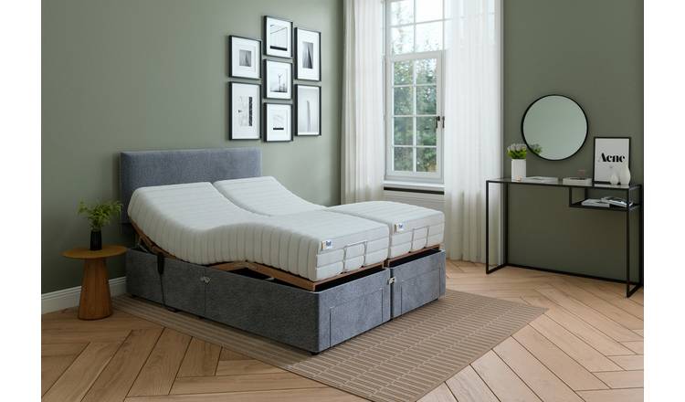 Mibed superking adjustable bed and mattress grey, imported from the UK