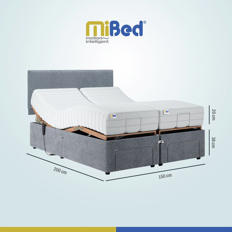 Mibed superking adjustable bed and mattress grey, imported from the UK
