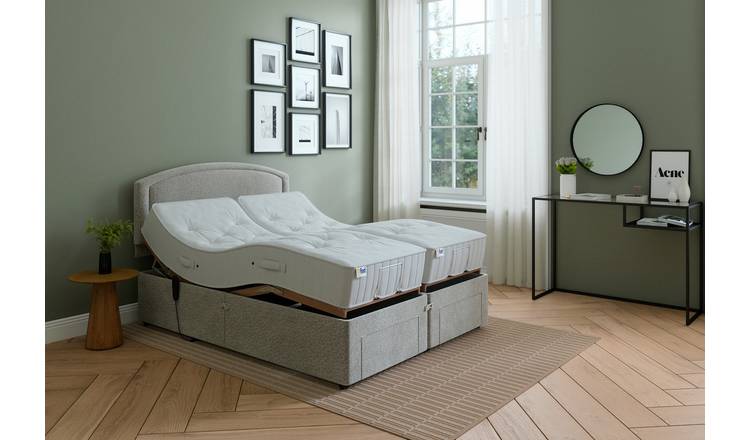 Mibed Kingsize adjustable bed and mattress Dark Grey, imported from the UK