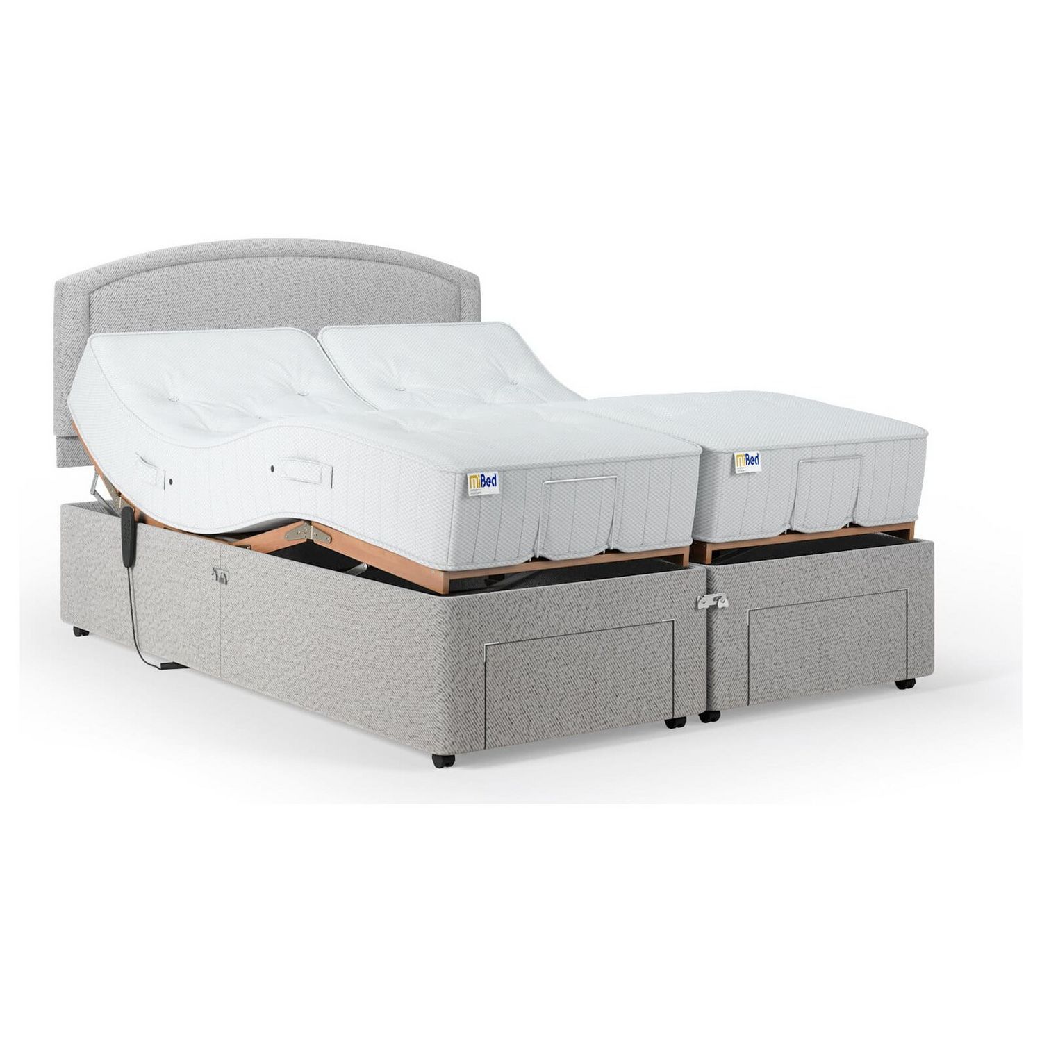 Mibed Kingsize adjustable bed and mattress Dark Grey, imported from the UK