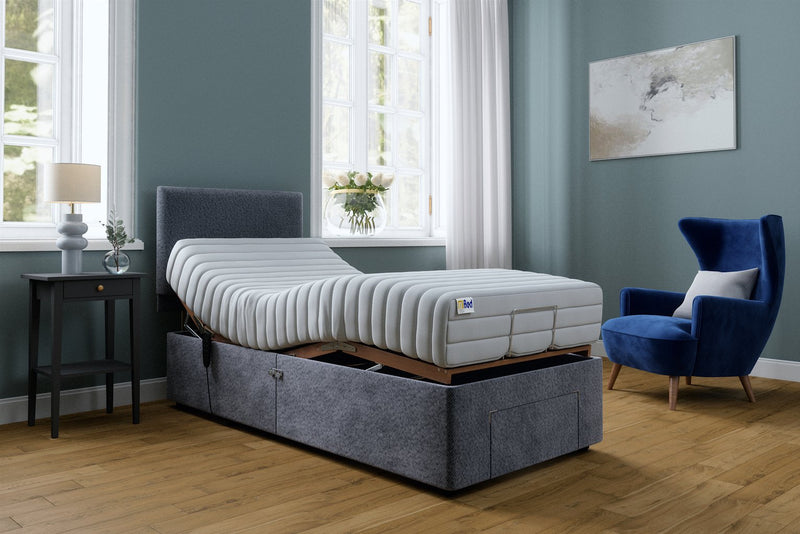 Mibed Single Adjustable Bed with Mattress Grey, imported from the UK