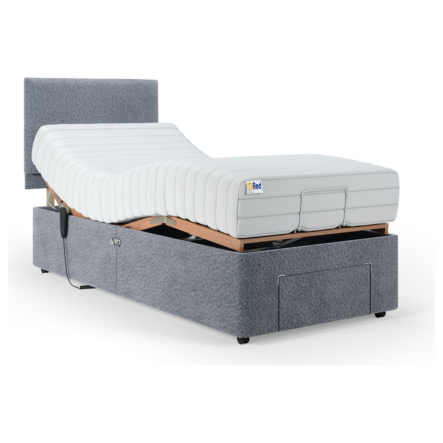 Mibed Single Adjustable Bed with Mattress Grey, imported from the UK