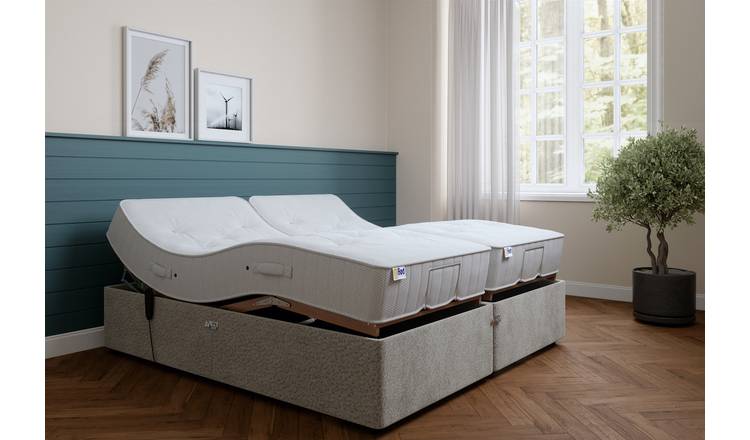 Mibed superking adjustable bed and mattress set in grey, imported from the UK