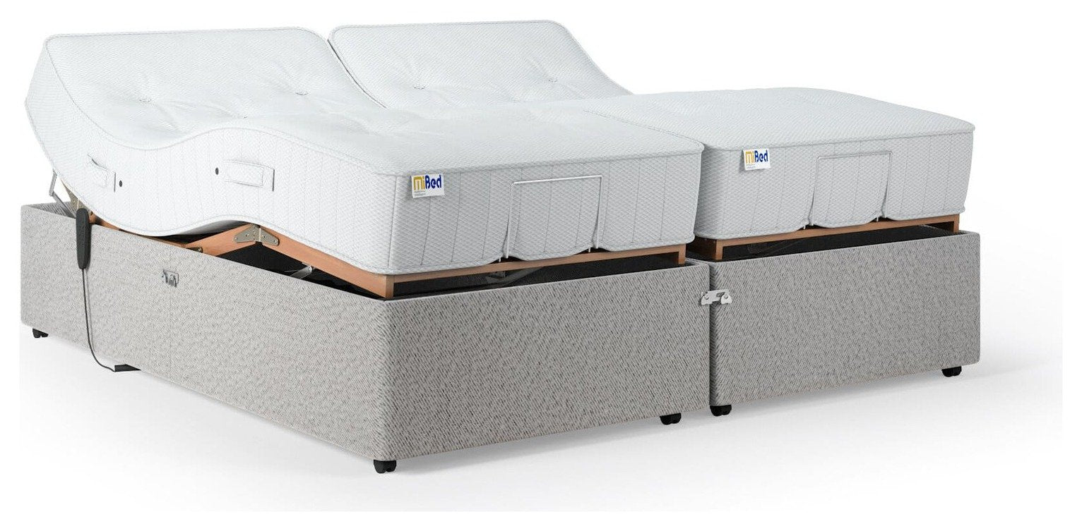 Mibed superking adjustable bed and mattress set in grey, imported from the UK