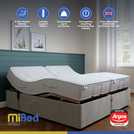 Mibed superking adjustable bed and mattress set in grey, imported from the UK
