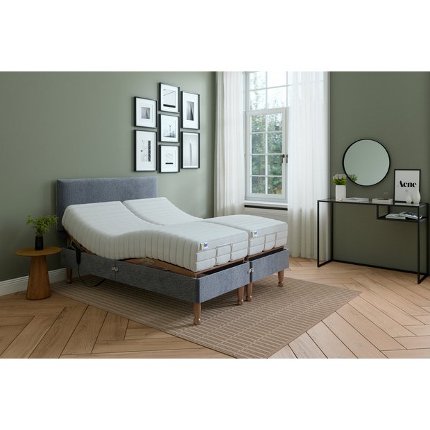 Mibed Adjustable Bed with Mattress Grey Kingsize, imported from the UK